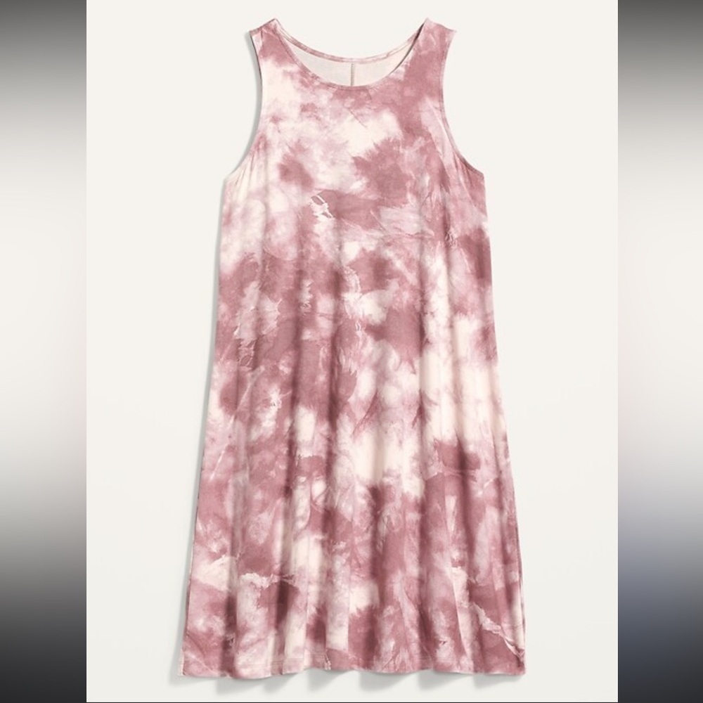 Pink Tie-Dye Dress Sleeveless Dress